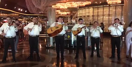 Mariachi's in front of Chandelier Bar at Cosmo 2014
